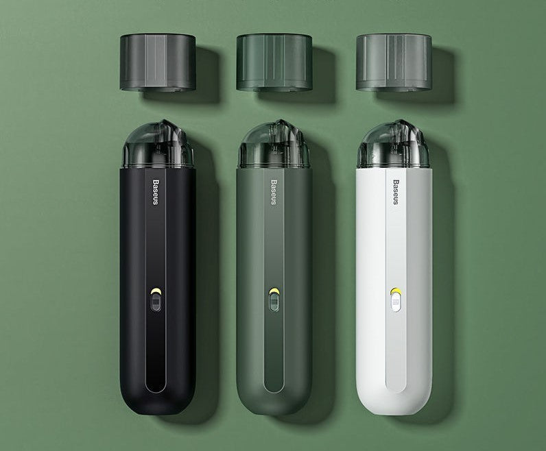 BASEUS Wireless Car Vacuum Cleaner – 5000Pa Suction, HEPA Filter, 6000mAh Battery – Dark Night Green & Bright Moon White