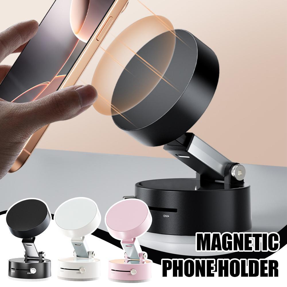 Magnetic Foldable Car Phone Holder – Strong Vacuum Suction Cup, 360° Rotation, Hands-Free Navigation Mount"