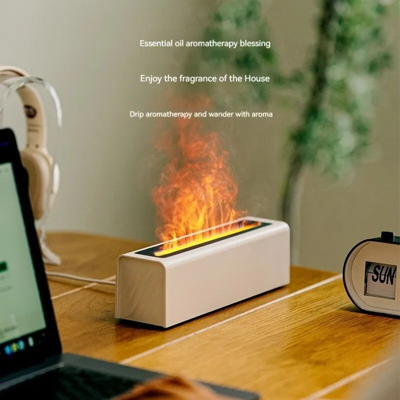 Flame Glow™ USB Aroma Diffuser – Rainy Night Ambience & Relaxing Mist