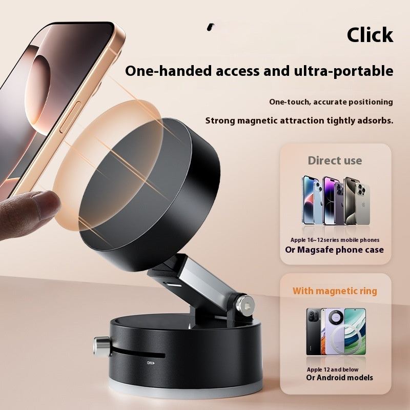 Magnetic Foldable Car Phone Holder – Strong Vacuum Suction Cup, 360° Rotation, Hands-Free Navigation Mount"