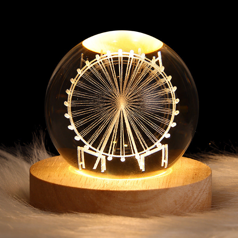 MOON  crystal ball lamp  -3D Moon night light USB  Table lamp for Bedroom Home Decore style  & gift