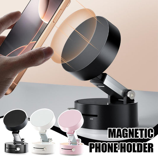 Magnetic Foldable Car Phone Holder – Strong Vacuum Suction Cup, 360° Rotation, Hands-Free Navigation Mount"