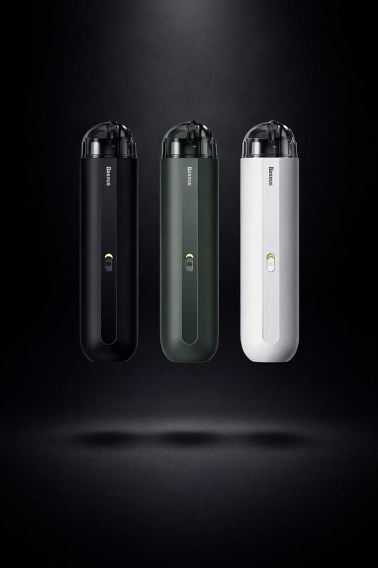 BASEUS Wireless Car Vacuum Cleaner – 5000Pa Suction, HEPA Filter, 6000mAh Battery – Dark Night Green & Bright Moon White