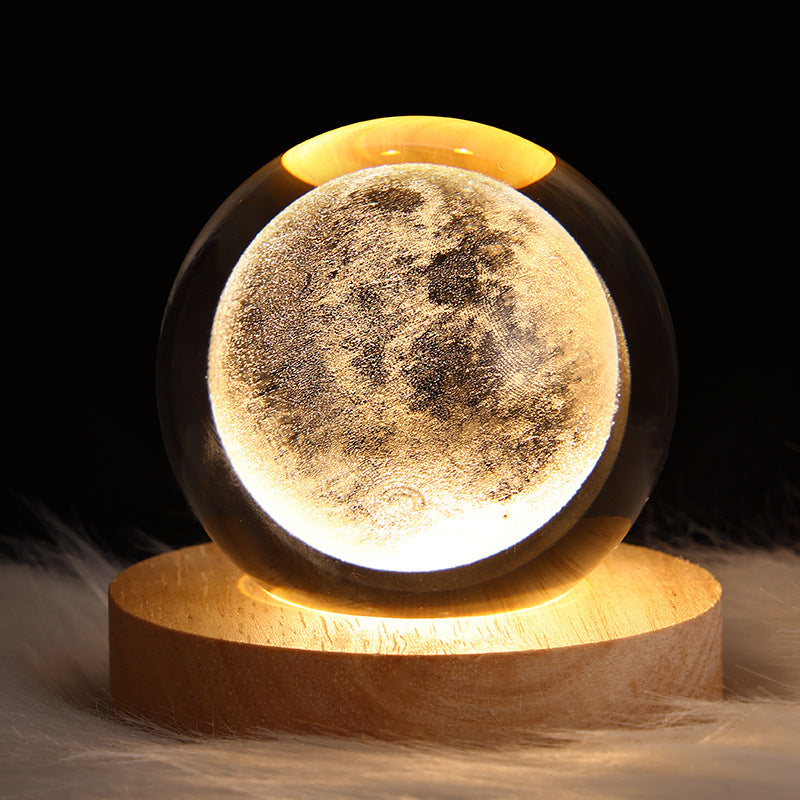 MOON  crystal ball lamp  -3D Moon night light USB  Table lamp for Bedroom Home Decore style  & gift