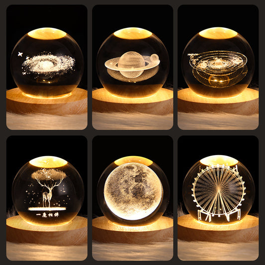 MOON  crystal ball lamp  -3D Moon night light USB  Table lamp for Bedroom Home Decore style  & gift